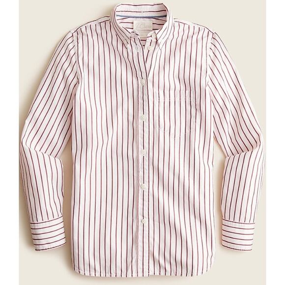 NWT J. Crew Classic-fit Washed Cotton Poplin Shirt in Shadow Stripe Size 14 - Picture 1 of 8
